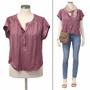 Simply Vera Mauve Blouse | Relaxed Fit Short Sleeve Top | Size S